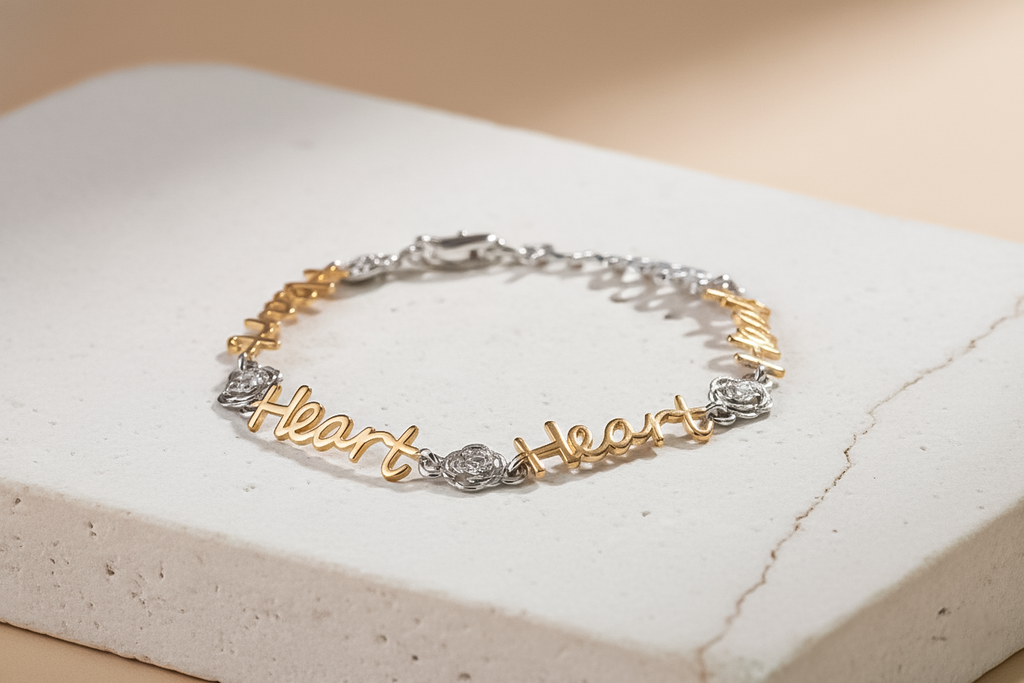 Heart Text Bracelet | 925 Sterling Silver