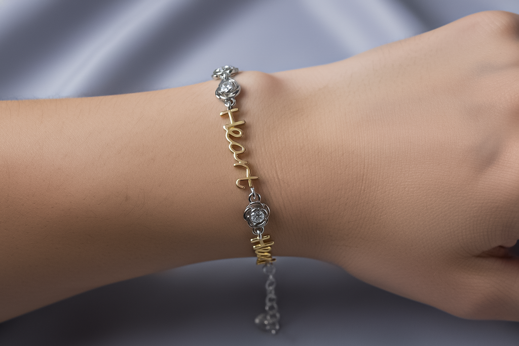 Heart Text Bracelet | 925 Sterling Silver
