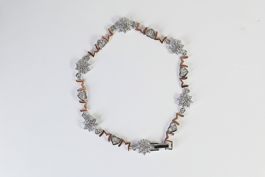 Rose Gold “Mom” Charm Bracelet | 925 Sterling Silver