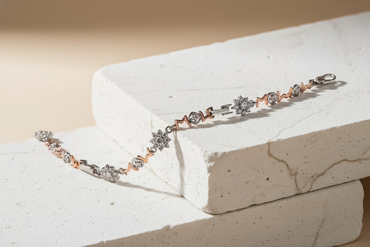 Rose Gold “Mom” Charm Bracelet | 925 Sterling Silver