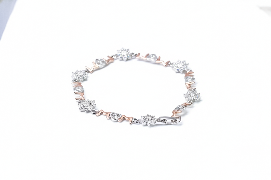 Rose Gold “Mom” Charm Bracelet | 925 Sterling Silver