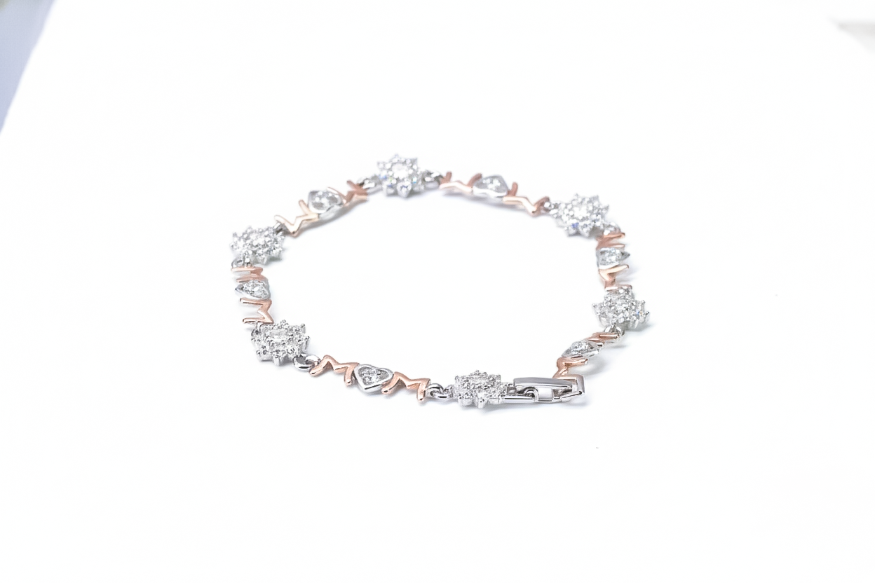 Rose Gold “Mom” Charm Bracelet | 925 Sterling Silver