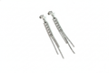 Silver CZ Long Tassel Drop Earrings | Sterling Silver