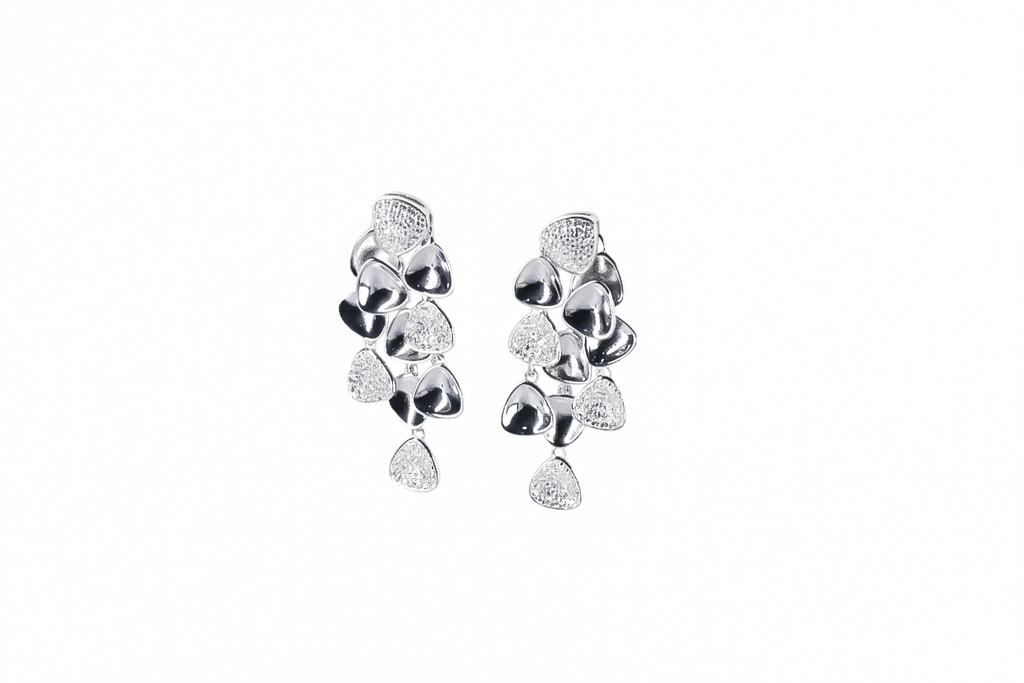 Raindrop Diamond Cluster Drop Earrings | 925 Sterling Silver
