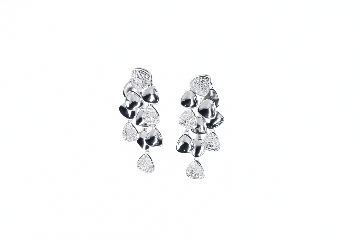 Raindrop Diamond Cluster Drop Earrings | 925 Sterling Silver