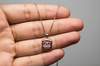 Rose Gold Rectangle Logo Pendant Necklace | 925 Sterling Silver