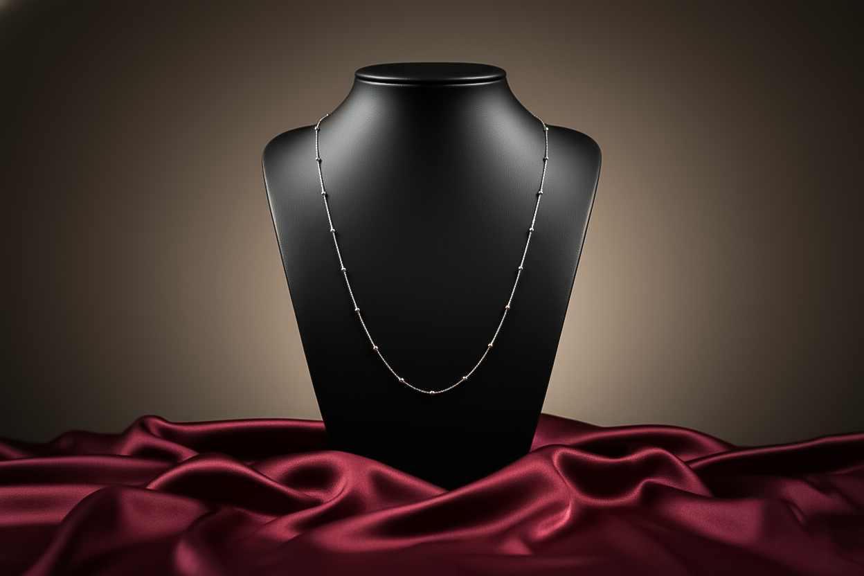 Minimal Beaded Silver Chain Necklace | 925 Sterling Silver