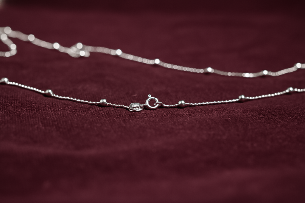 Minimal Beaded Silver Chain Necklace | 925 Sterling Silver