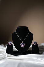 Celestial Heart Silver Necklace Set | 925 Sterling Silver Blue Stone
