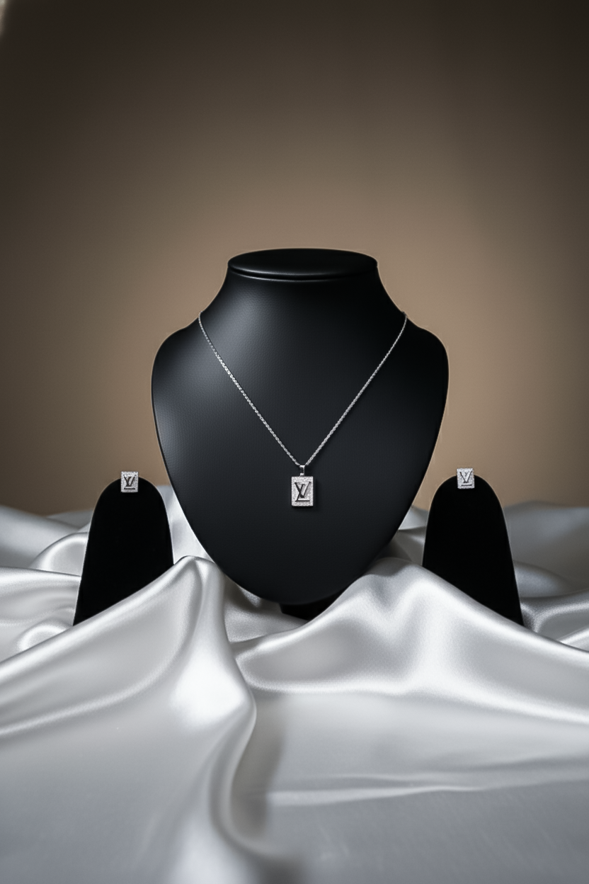 Classic Rectangle Silver Pendant Necklace | 925 Sterling Silver