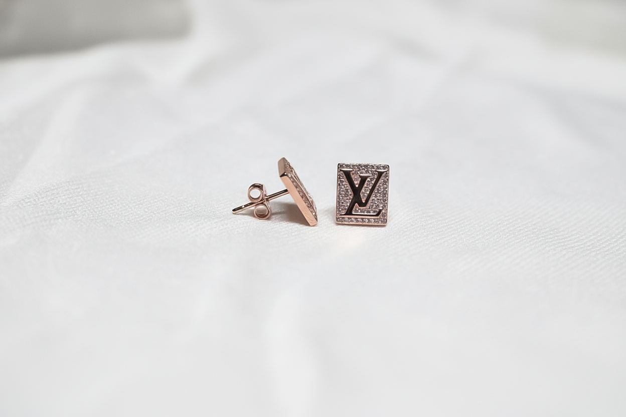 Rectangle Rose Gold Silver Pendant Necklace Set | 925 Sterling Silver