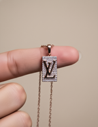 Rectangle Rose Gold Silver Pendant Necklace Set | 925 Sterling Silver