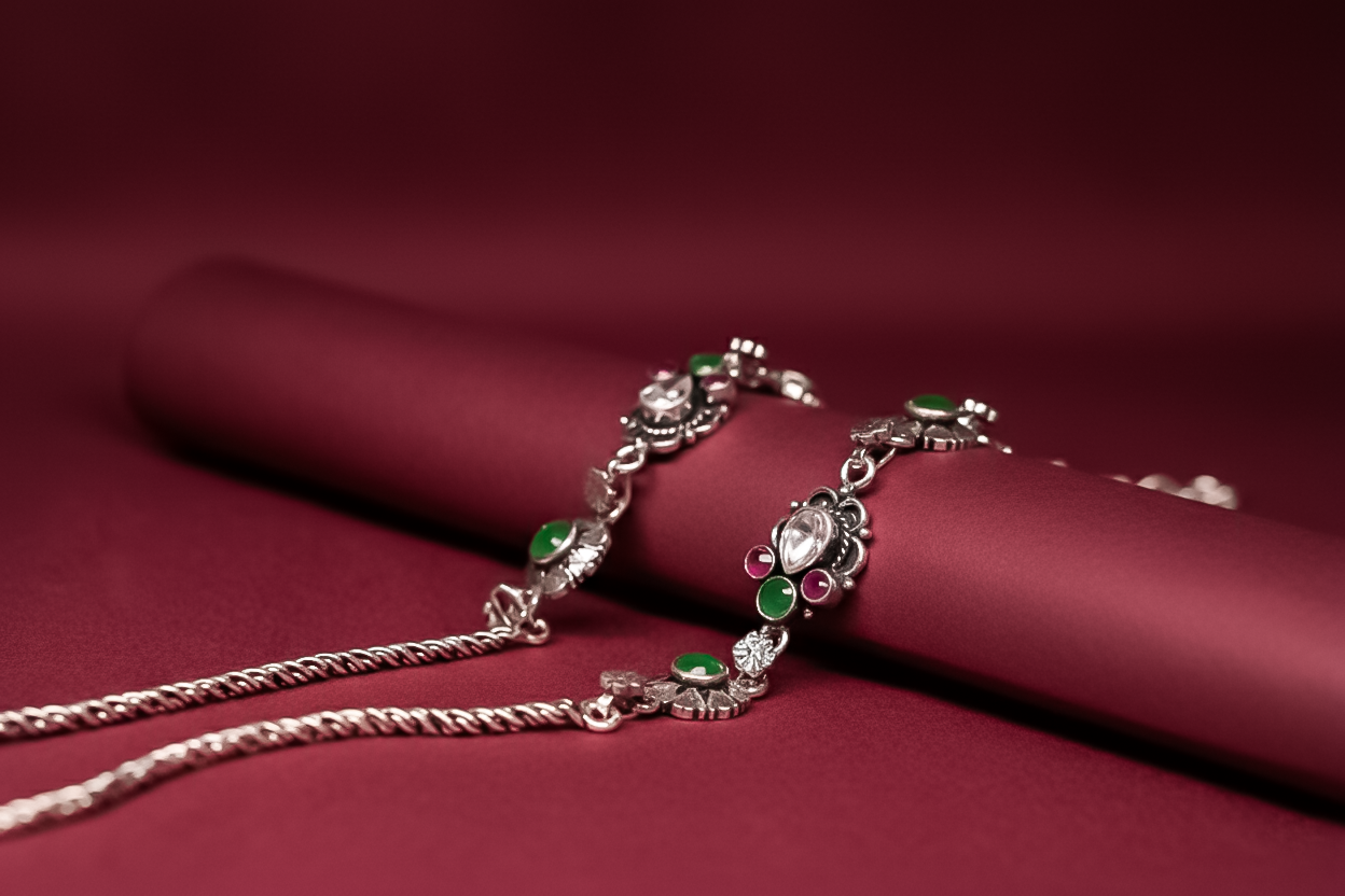 Garden Grace Silver Payal (10 Inch) | 925 Sterling Silver Anklet