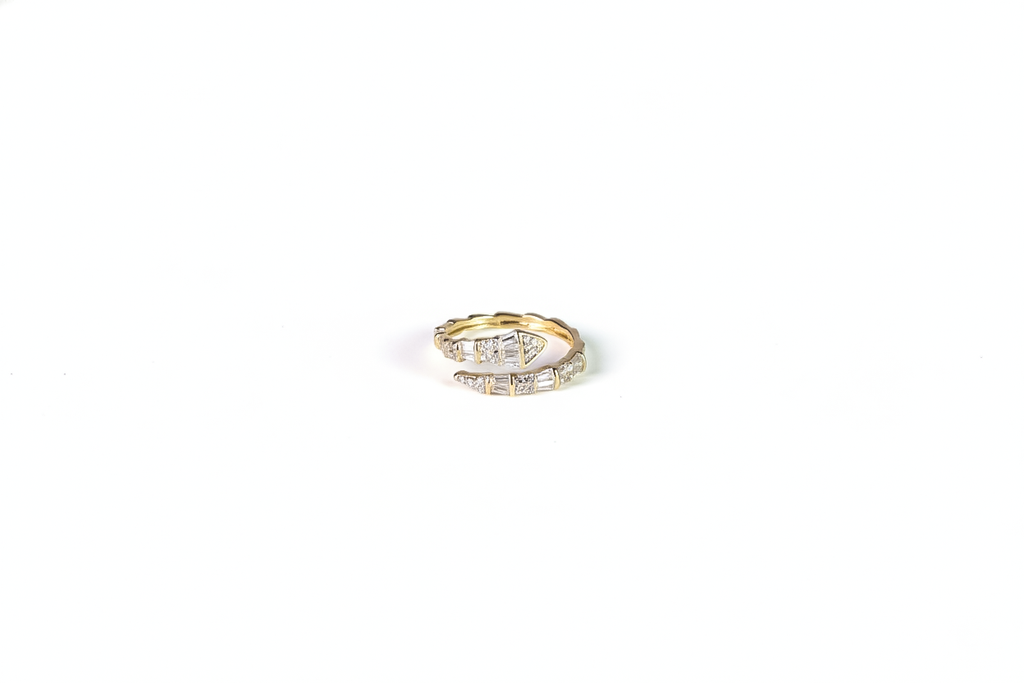Yellow Gold Diamond Wrap Ring (Adjustable) | 925 Sterling Silver