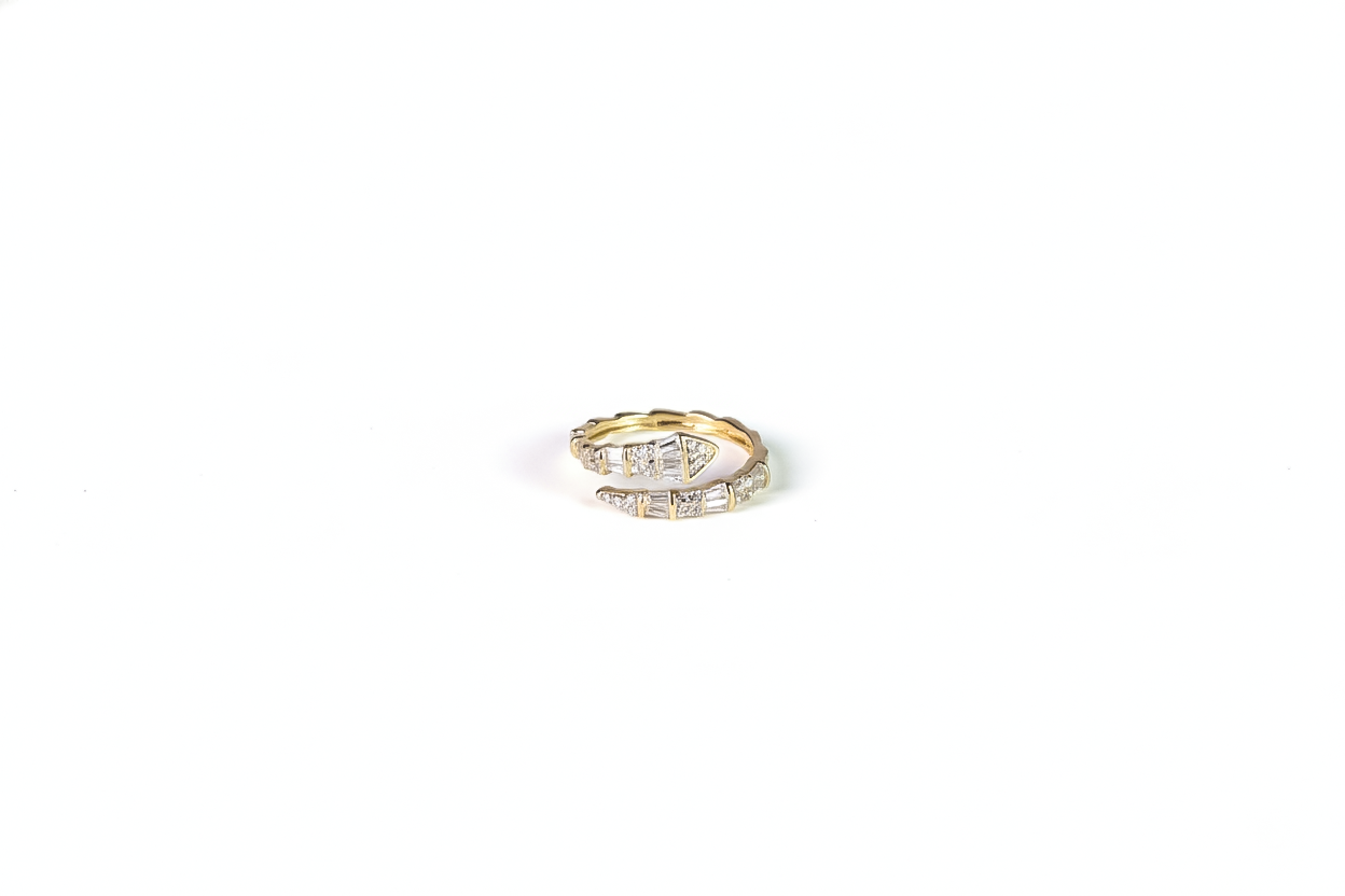 Yellow Gold Diamond Wrap Ring (Adjustable) | 925 Sterling Silver