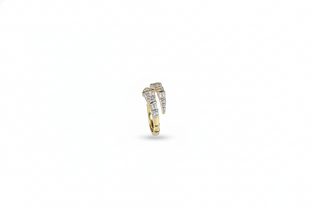 Yellow Gold Diamond Wrap Ring (Adjustable) | 925 Sterling Silver