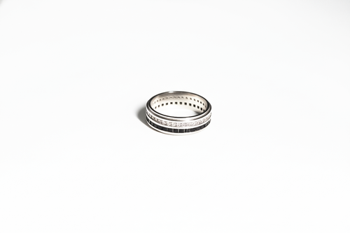 Black Edition Wedding Band for Men | White Gold Tone with Black PVD