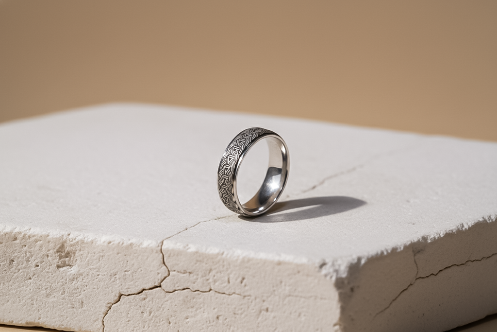 Black Oxidized Challah Ring for Men | 925 Sterling Silver