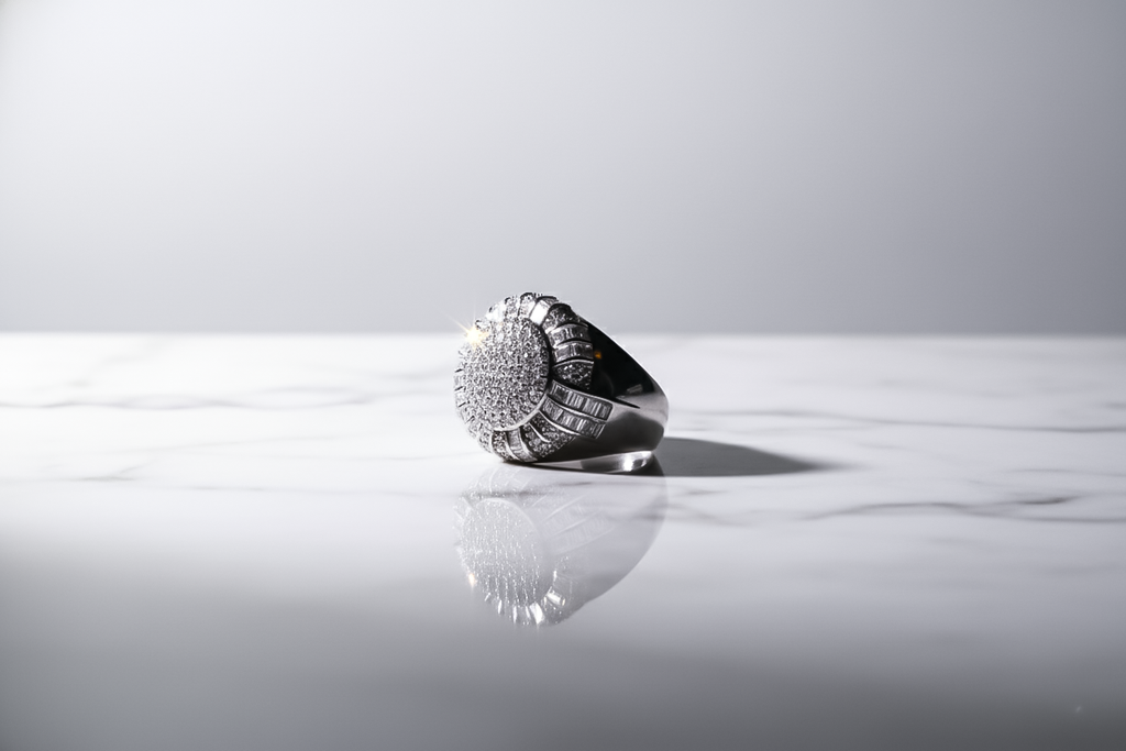 Iced Oval Zircon Ring for Men | 925 Sterling Silver