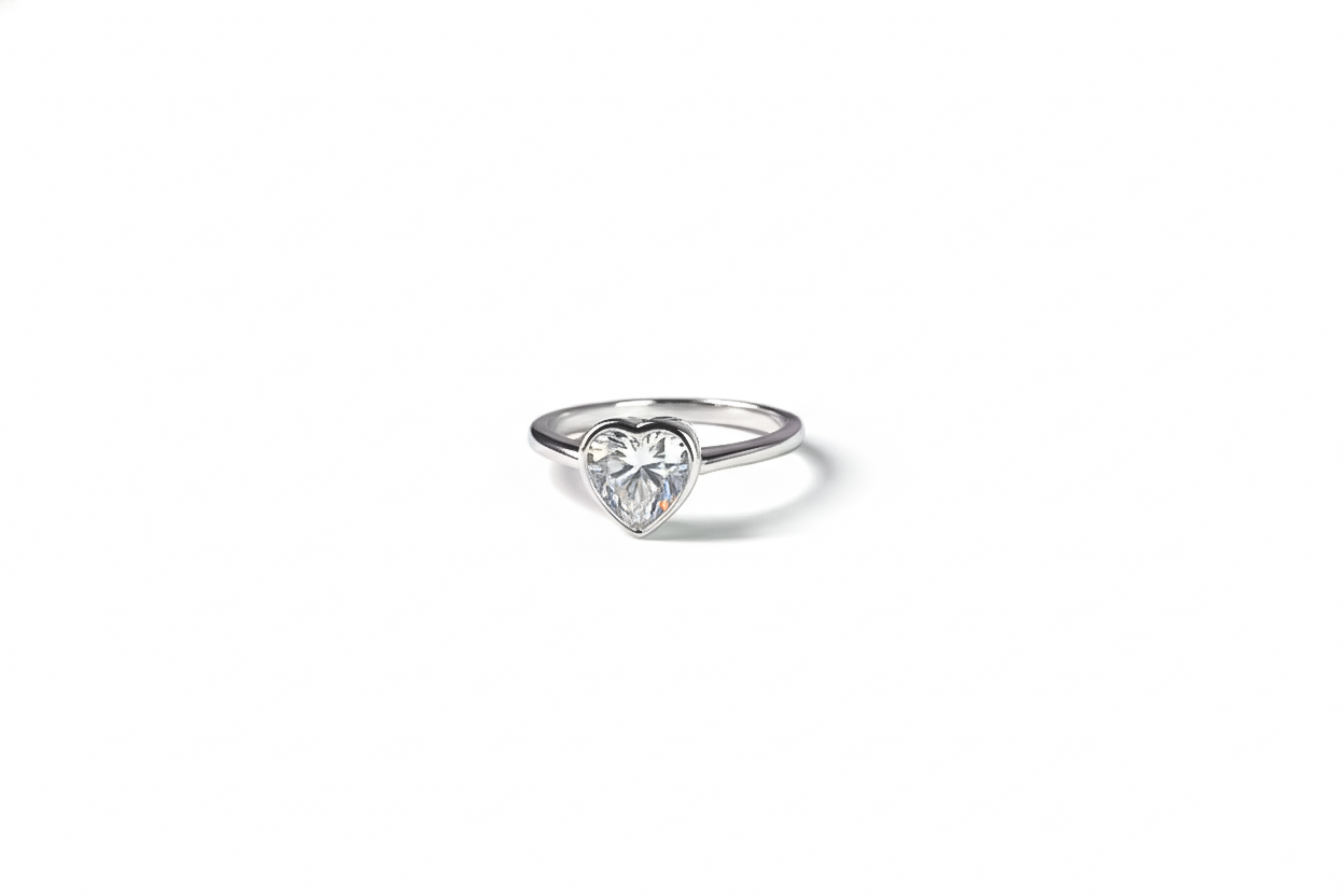 Heart Solitaire CZ Ring | 925 Sterling Silver Valentine Gift
