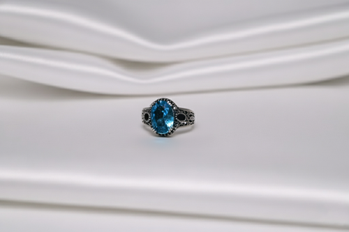 Aquamarine Blue Men’s Statement Ring | 925 Sterling Silver