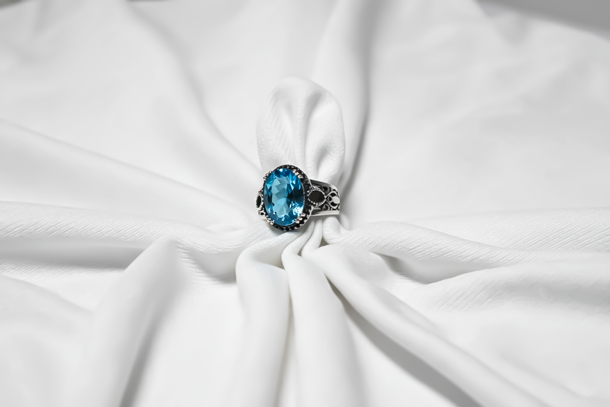 Aquamarine Blue Men’s Statement Ring | 925 Sterling Silver