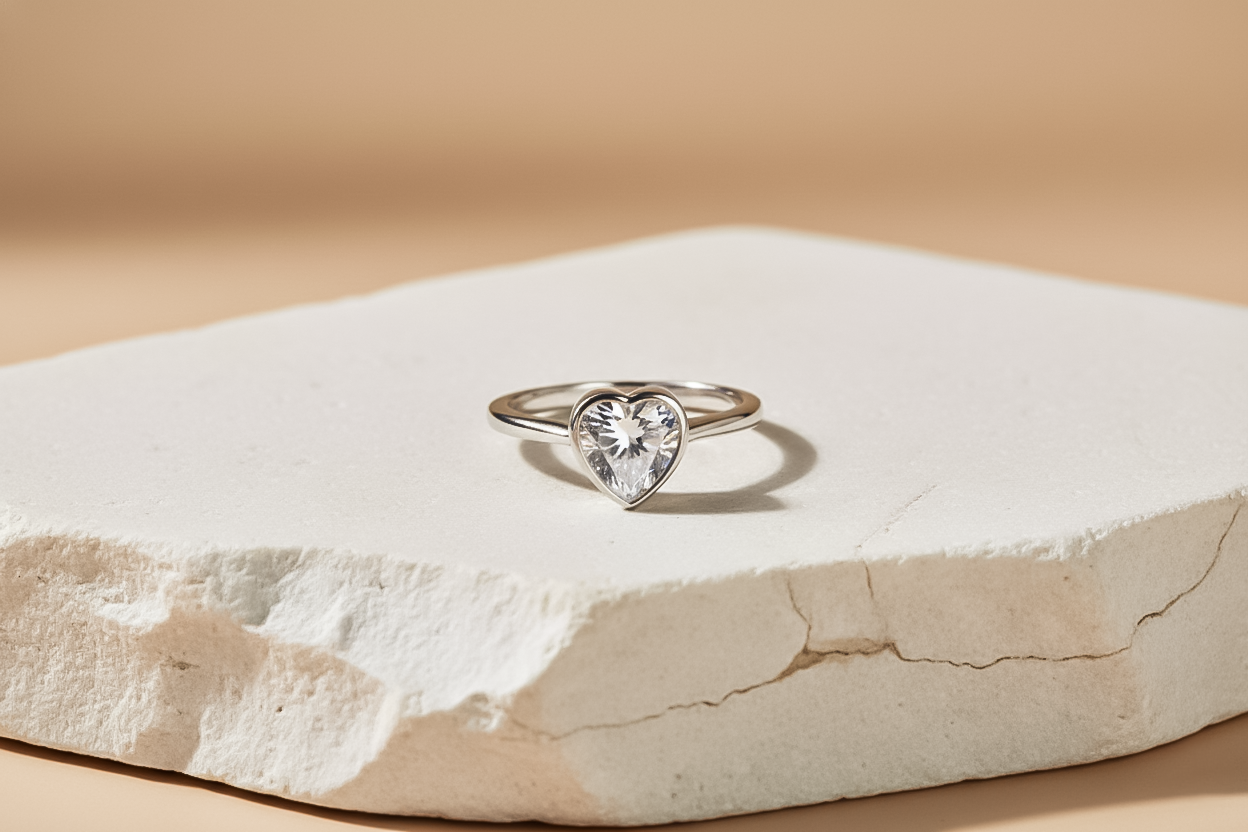 Heart Solitaire CZ Ring | 925 Sterling Silver Valentine Gift