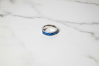 Blue Inlay Silver Band Ring for Men | 925 Sterling Silver (Size 16)
