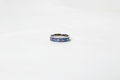 Blue/White Carban Fiber heart beat line Ring 925 sterling silver