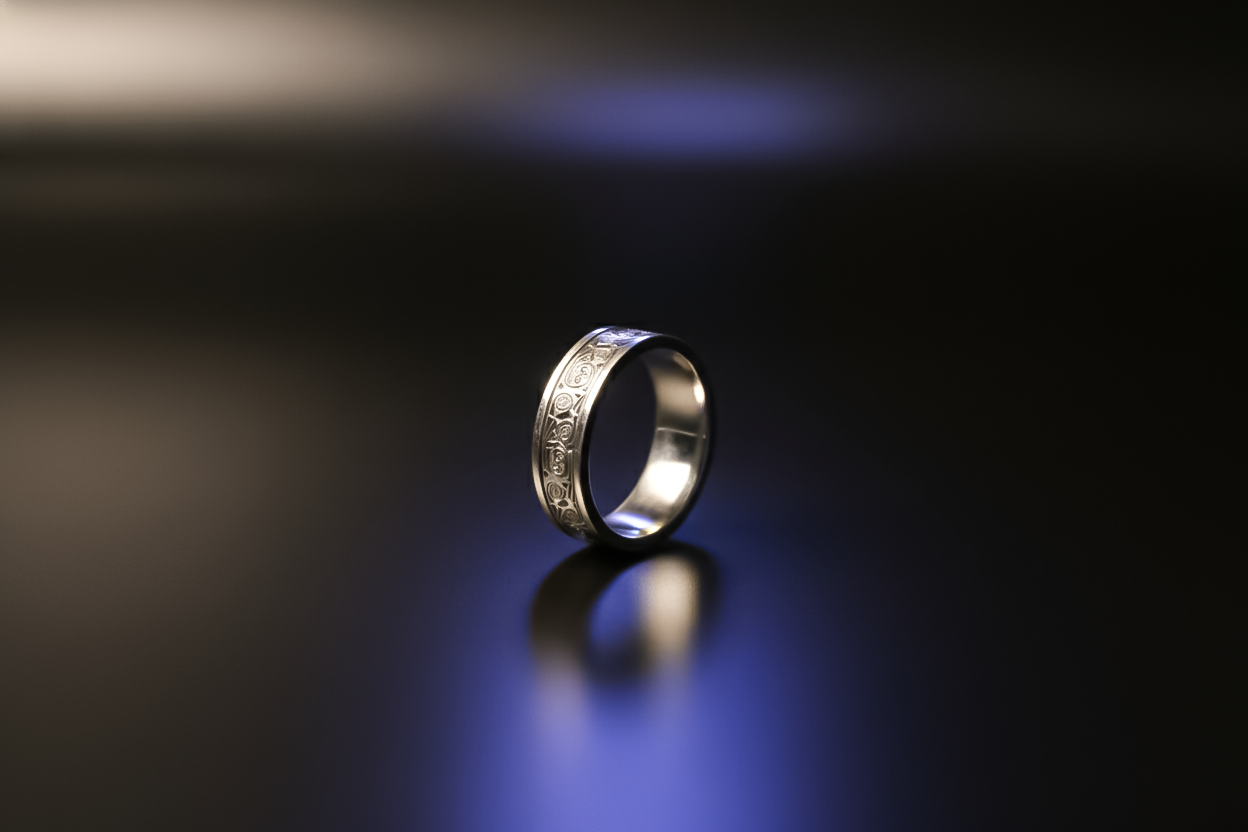 Engraved Silver Band Ring for Men | 925 Sterling Silver