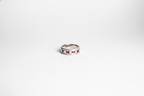 Ruby Line Silver Band Ring | 925 Sterling Silver with Red Stones