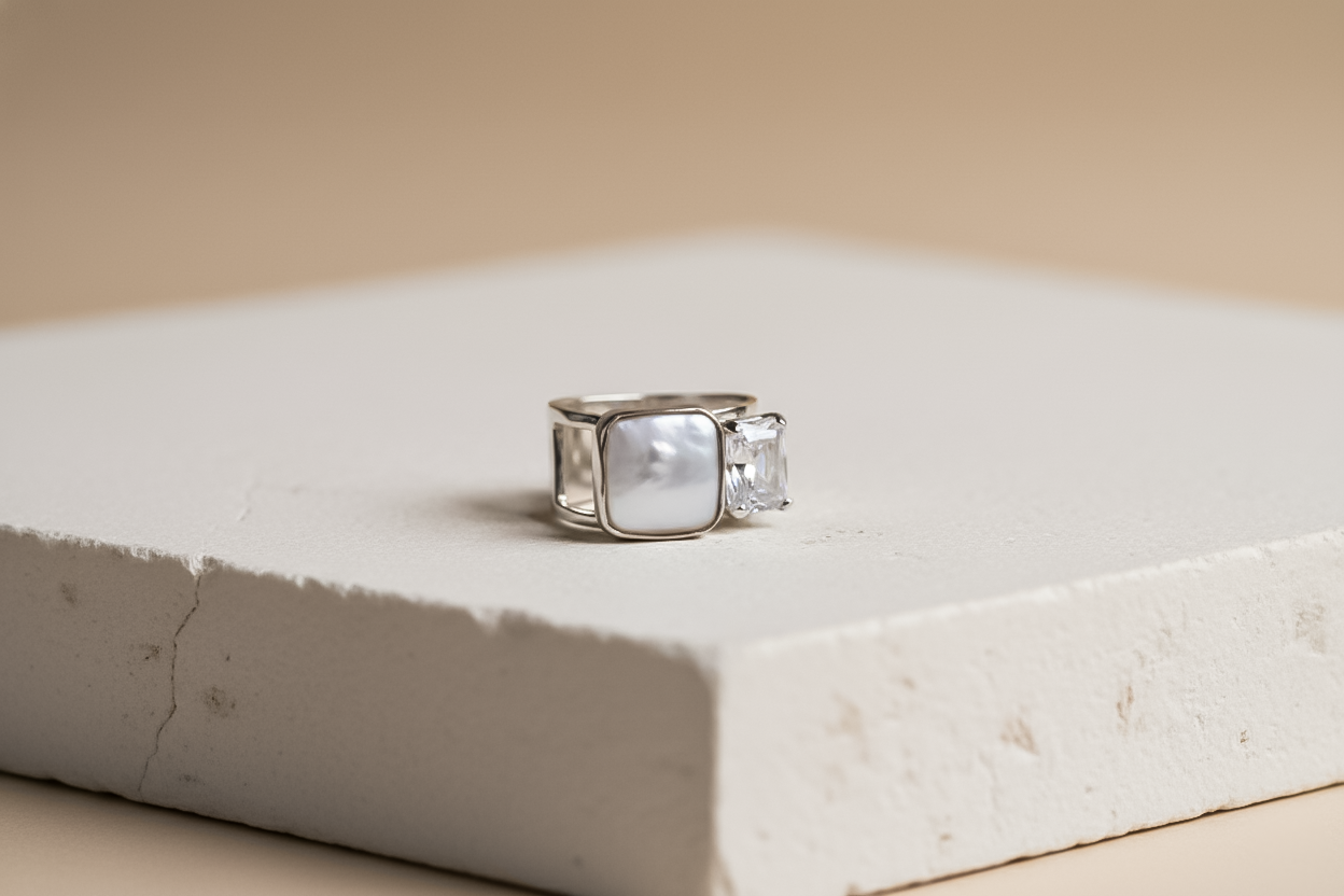Square Silver Statement Ring | 925 Sterling Silver