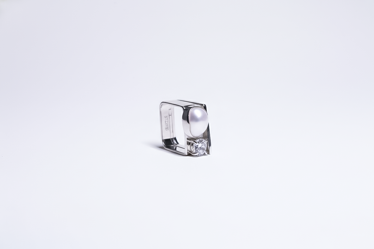 Square Pearl Silver Ring | 925 Sterling Silver