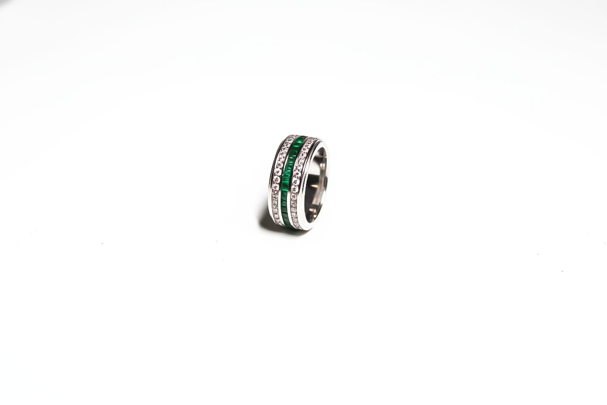 White American with Green Emerald Stone