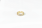 Gold Plated Double Band CZ Ring (Adjustable) | 925 Sterling Silver