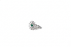 Emerald Sunburst Diamond Ring | 925 Sterling Silver
