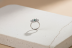 Emerald Sunburst Diamond Ring | 925 Sterling Silver
