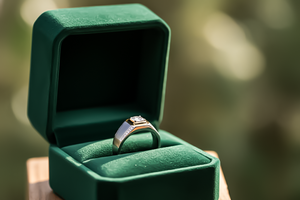 Dual Tone Cushion-Cut Moissanite Ring for Men | 925 Sterling Silver