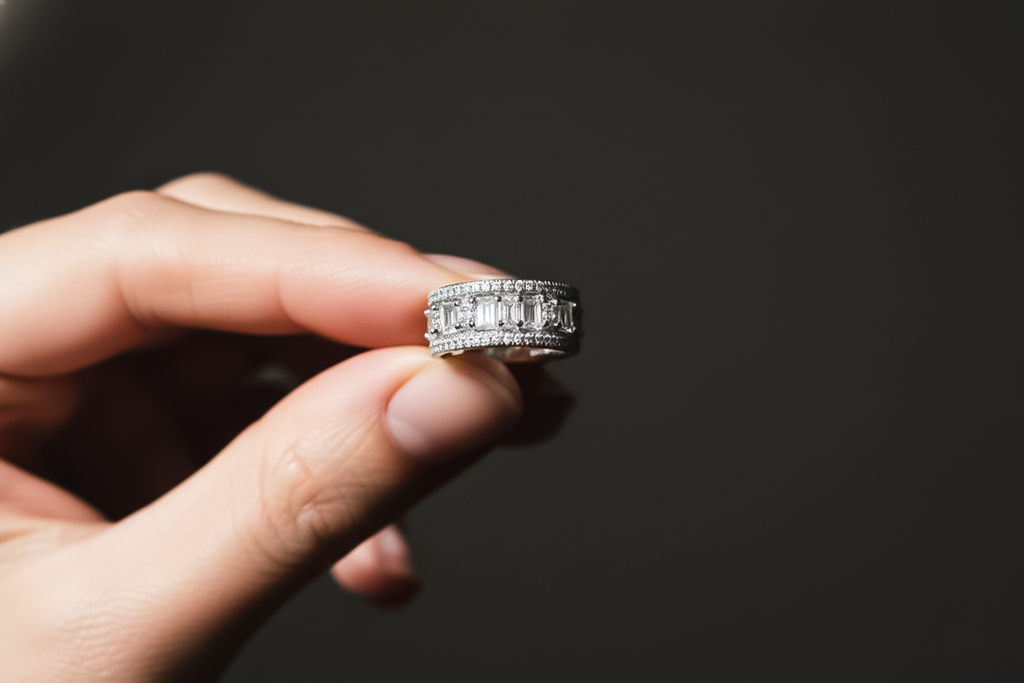 Zircon Wedding Band for Men | 925 Sterling Silver