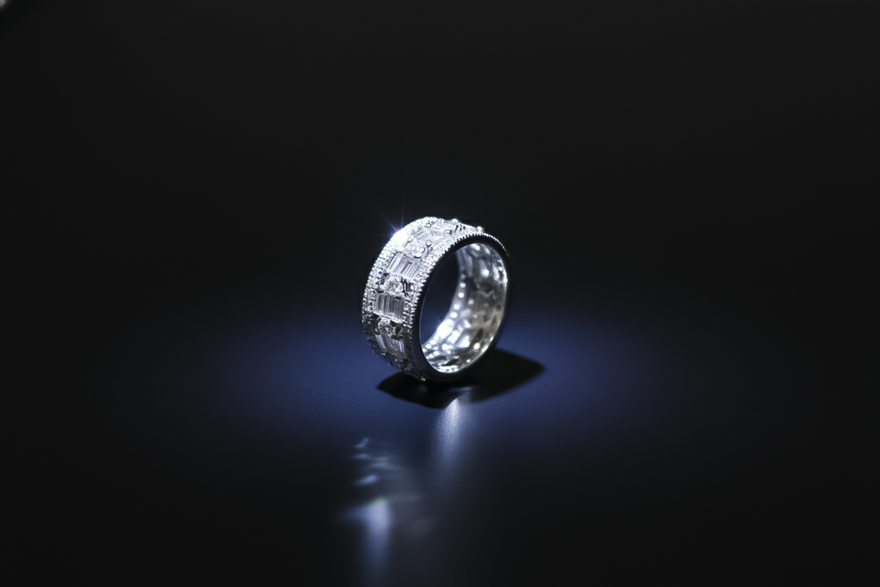 Zircon Wedding Band for Men | 925 Sterling Silver
